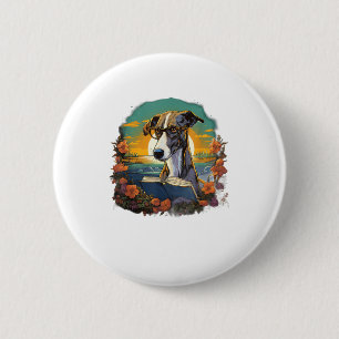 Macaron Rond 5 Cm Extérieur Greyhound Chig livre de lecture