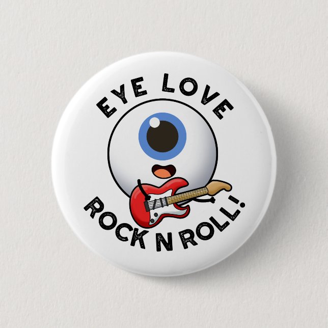 Macaron Rond 5 Cm Eye Love Rock Et Roulez Drôle Eyeball Pun (Devant)