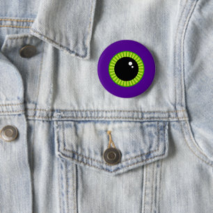 Macaron Rond 5 Cm Eyeball drôle de Monstre vert et pourpre