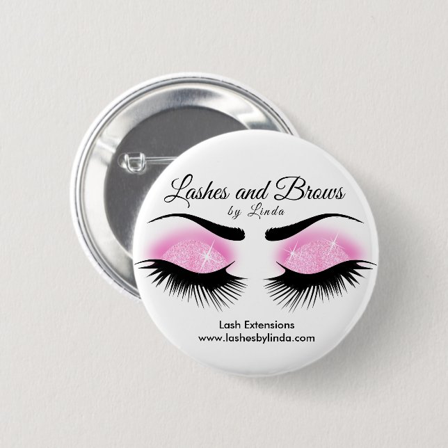 Macaron Rond 5 Cm Eyelashes et Brosses - Rose (Devant & derrière)