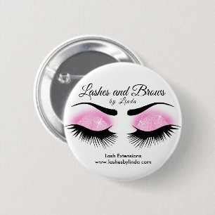 Macaron Rond 5 Cm Eyelashes et Brosses - Rose