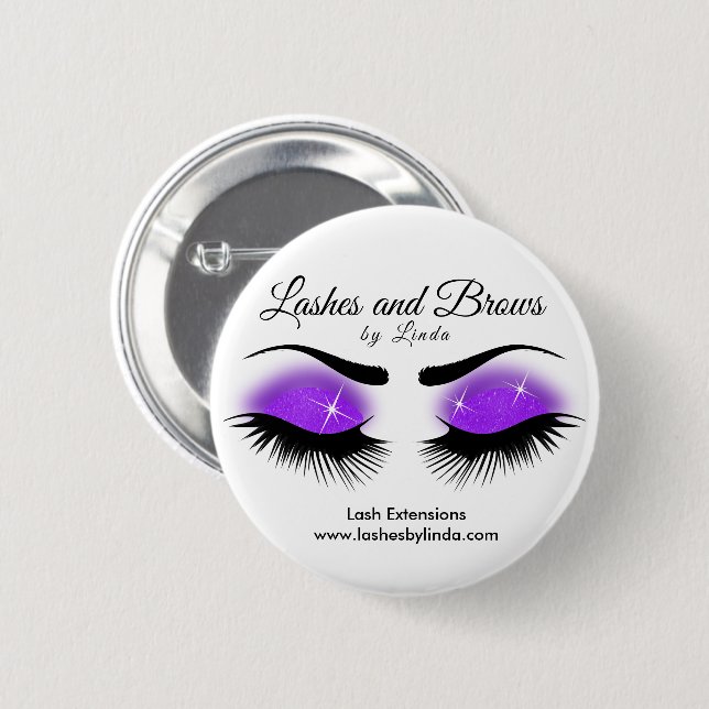Macaron Rond 5 Cm Eyelashes et Brosses - Violet (Devant & derrière)