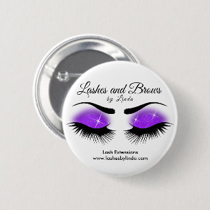 Macaron Rond 5 Cm Eyelashes et Brosses - Violet