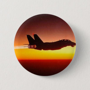 MACARON ROND 5 CM F-14 TOMCAT DANS LE DISPOSITIF DE POSTCOMBUSTION