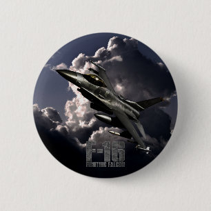 Macaron Rond 5 Cm F-16 Faucon combattant