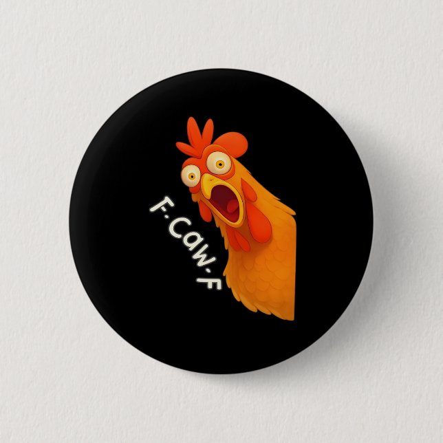 Macaron Rond 5 Cm F-Caw-F Chicken Retro Classic (Devant)