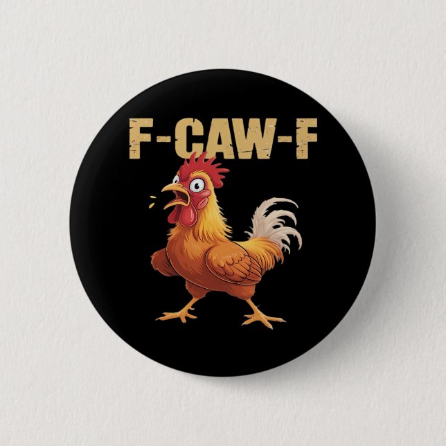 Macaron Rond 5 Cm F-Caw-F Crow Gothic Funny Humor (Devant)