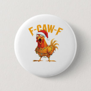 Macaron Rond 5 Cm F-Caw-F Noël Poulet Drôle de Noël Essentiel