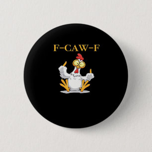 Macaron Rond 5 Cm F-Caw-F Poulet Drôle Rétro Classique