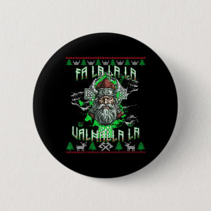 Macaron Rond 5 Cm Fa La 8 Valhalla Santa Hat Viking Crâne Noël