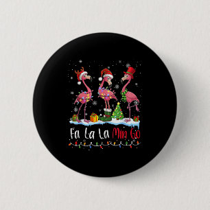 Macaron Rond 5 Cm Fa La La La Mingo Flamingo Amoureux de Noël