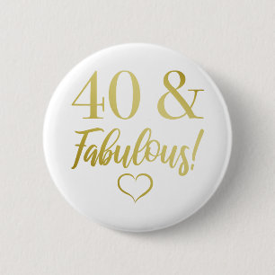 Macaron Rond 5 Cm Fabuleux 40e anniversaire (or)