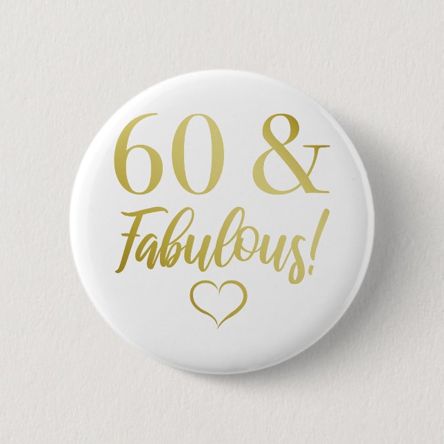 Macaron Rond 5 Cm Fabuleux 60e anniversaire (or) (Devant)