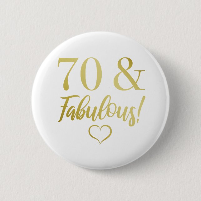 Macaron Rond 5 Cm Fabuleux 70e anniversaire (or) (Devant)