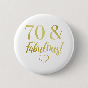 Macaron Rond 5 Cm Fabuleux 70e anniversaire (or)