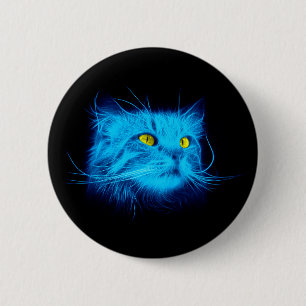 Macaron Rond 5 Cm Face de chat bleu