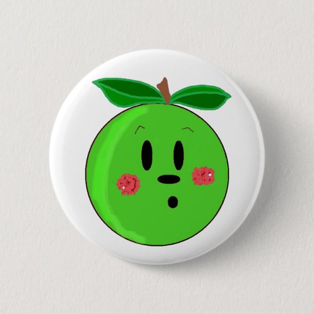 Macaron Rond 5 Cm Face de pomme verte (Devant)