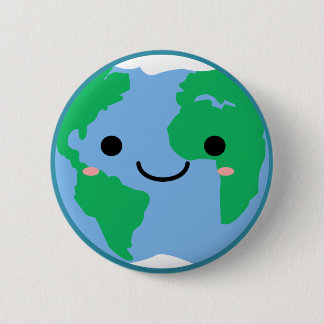 Macaron Rond 5 Cm Face souriante de la Terre
