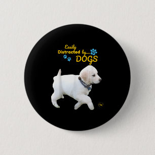 Macaron Rond 5 Cm Facilement Distrait Par Chiens Amusants Gentils - 