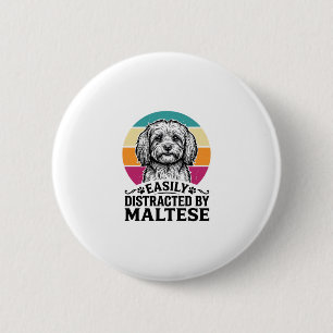 Macaron Rond 5 Cm Facilement Distrait Par La Conception De Chien Vin