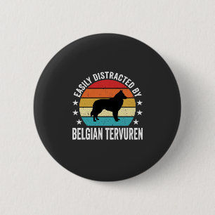 Macaron Rond 5 Cm Facilement distrait par le chien Tervuren belge