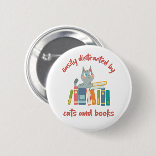 Macaron Rond 5 Cm Facilement distrait par les chats et les livres