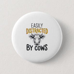 Macaron Rond 5 Cm Facilement Distrait Par Les Vaches Drôle De T-Shir