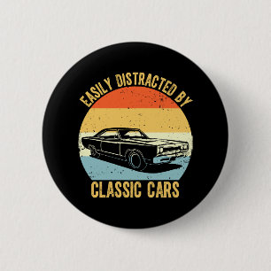 Macaron Rond 5 Cm Facilement distrait par les voitures classiques