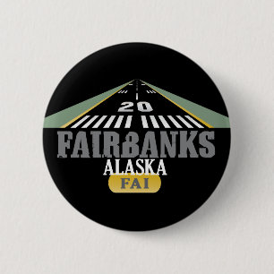 Macaron Rond 5 Cm Fairbanks Alaska - piste d'aéroport