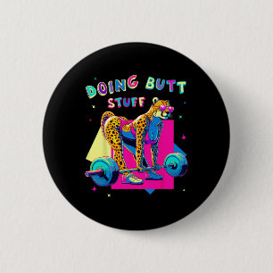 Macaron Rond 5 Cm Faire Butt Stuff Cheetah Bodybuilder Gym plaisante