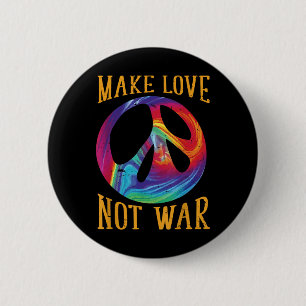 Macaron Rond 5 Cm Faire l'amour pas la guerre - Symbole de paix