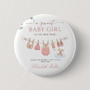 Macaron Rond 5 Cm Faire-part de douche de bébé fille pastel douce