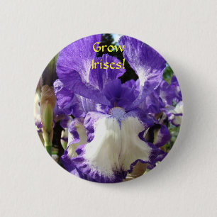 Macaron Rond 5 Cm Faire pousser des iris ! Bouton fleur d'iris pourp