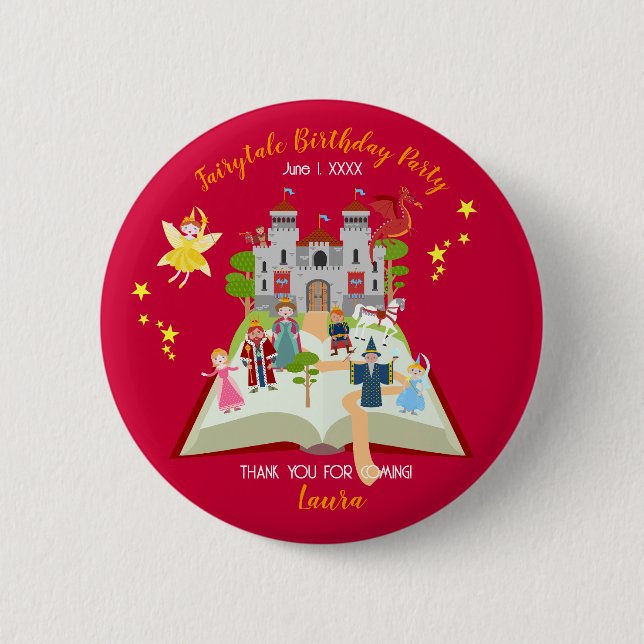 Macaron Rond 5 Cm Fairytale Stories Fille fête d'anniversaire (Devant)