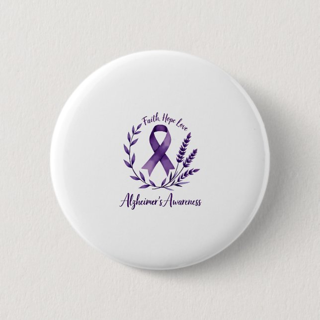 Macaron Rond 5 Cm Faith Hope Love Alzheimer's Awareness Dragonfly (1 (Devant)