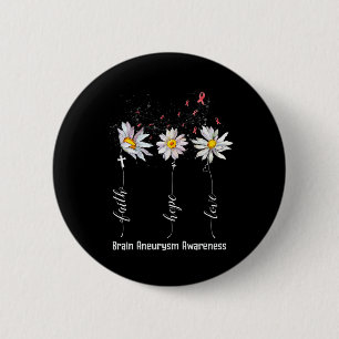 Macaron Rond 5 Cm Faith Hope Love Cerveau Aneurysme Sensibilisation 