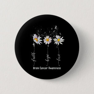 Macaron Rond 5 Cm Faith Hope Love Cerveau Cancer Sensibilisation Che