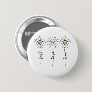 Macaron Rond 5 Cm Faith Hope Love Daisies