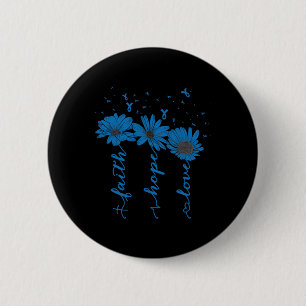 Macaron Rond 5 Cm Faith Hope Love Diabetes Awareness Mois Blue Ribb