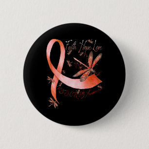 Macaron Rond 5 Cm Faith Hope Love Dragonfly RSD RCPS Sensibilisation