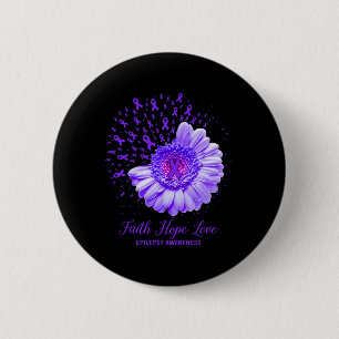 Macaron Rond 5 Cm Faith Hope Love Epilepsie Sensibilisation Survivan