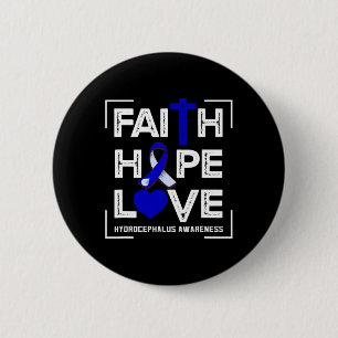 Macaron Rond 5 Cm Faith Hope Love Hydrocéphalie Awareness 1