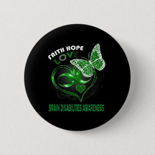 Macaron Rond 5 Cm Faith Hope Love Incapacité cérébrale Sensibilisati
