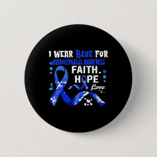 Macaron Rond 5 Cm Faith Hope Love Je Porte Du Bleu Pour Hydrocéphali