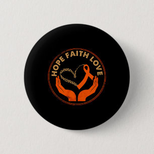 Macaron Rond 5 Cm Faith Hope Love Leukemia Sensibilisation Coeur Ora