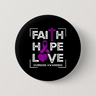 Macaron Rond 5 Cm Faith Hope Love Overdose Sensibilisation Femmes ch
