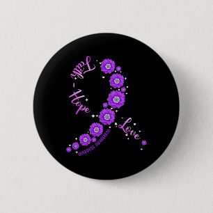 Macaron Rond 5 Cm Faith Hope Love Overdose Sensibilisation Ruban Flo