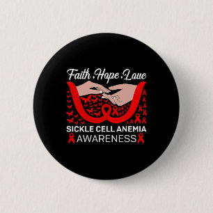 Macaron Rond 5 Cm Faith Hope Love Red Butterfly Sickle Cell Anemia A