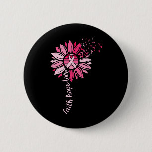 Macaron Rond 5 Cm Faith Hope Sunflower rose cancer du sein Sensibili