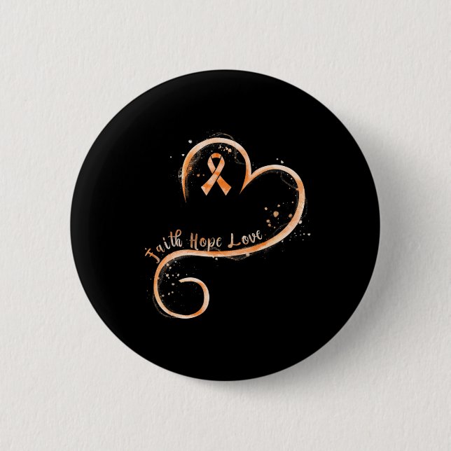 Macaron Rond 5 Cm Faith Love Hope Courage Aml Leukemia Sensibilisati (Devant)
